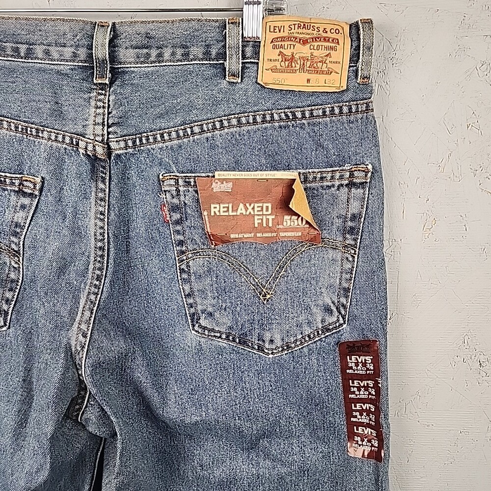 Vintage Levis 550 Jeans Mens 38x32 Blue Western Relaxed Fit Tapered Leg Grunge